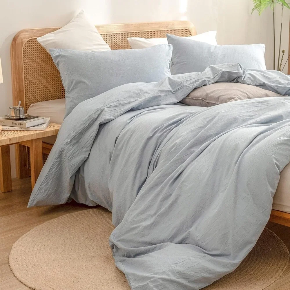 BESTOUCH Duvet Cover Set 100% Washed Cotton Super Soft Comfortable Lightweight - Picture 3 of 3